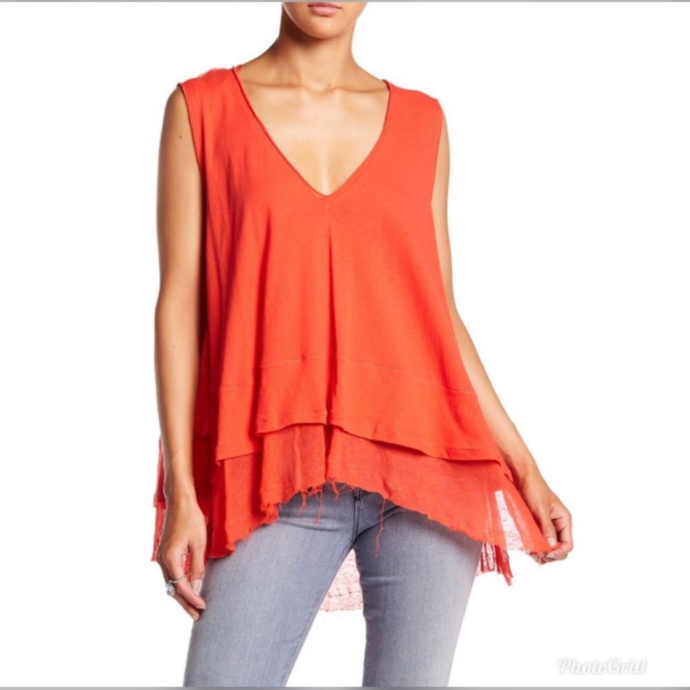 Free People Peachy Tank Top in Hot Coral